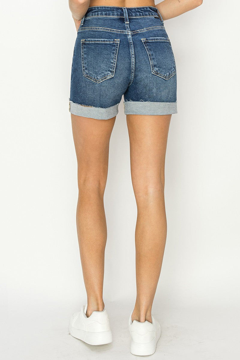 Risen High Rise Cuffed Denim Shorts Rds6155 The Style Bar Boutique