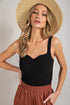 Black Ribbed Sweetheart Neck Tank(977)