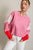Pink Colorblock Dolman Sweater(W447)