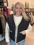 Black Quilted Vest w/ Crochet Trim(W341)