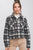 Black Plaid Soft Fleece Cropped Jacket(283)