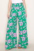 Green Floral Wide Leg Pants(839)