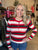 Christmas Stripe Ribbed Henley Sweater(354)