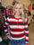 Christmas Stripe Ribbed Henley Sweater(354)