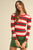 Christmas Stripe Ribbed Henley Sweater(354)