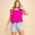 Hot Pink Cinched Hem Sleeveless Top(W359)