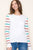 White Lightweight Crochet/Stripe Sleeve Sweater(704)