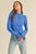 Blue Ruffled Mockneck Light Sweater(W692)
