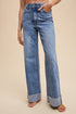 Cuffed Wide Leg Jeans(W561)