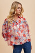 Rust Floral Chiffon Blouse(271)