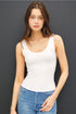 Off White Basic Scoop Neck Tank(138)