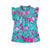 Teal/Pink Floral Smocked Woven Top(885)