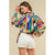 Bright Print Wrap Style Blouse(W289)