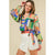 Bright Print Wrap Style Blouse(W289)