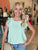 Sage Swiss Dot Ruffled Top(W271)