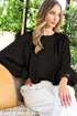 Black Silk Blouse w/ Sequin Cuff(337)