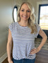 Periwinkle Stripe Twist Front Tee(121)