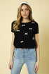 Black Short Sleeve Sweater w/ Mini Bows(870)