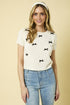 Ivory Short Sleeve Sweater w/ Mini Bows(W292)