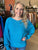 Teal Ribbed Dolman Sweater(W688)
