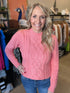 Pink Mixed Cable Knit Mockneck Sweater(W694)