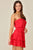 Red Cotton Gauze Strapless Dress(873)