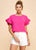 Fuchsia Ruffle Sleeve Blouse(933)