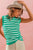 Green/White Stripe Sleeveless Sweater(W315)