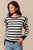 Black Stripe Ruffle Shoulder Sweater(272)