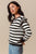 Black Stripe Ruffle Shoulder Sweater(272)