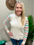 White Lightweight Crochet/Stripe Sleeve Sweater(704)