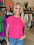 Fuchsia Textured Ribbed Tee(W305)