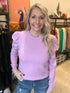 Lilac Soft Light Puff Sleeve Sweater(W712)