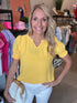 Yellow Short Puff Sleeve Blouse(907)