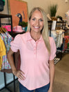 Pink Puff Sleeve Polo(W335)