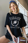 Black “Tailgate Social Club” Graphic Tee(W407)