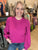 Magenta Ribbed Puff Sleeve Sweater(W731)