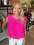 Hot Pink Cinched Hem Sleeveless Top(W359)