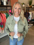 Light Olive Denim Distressed Jacket(W365)