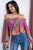 Bright Color Print Off Shoulder Top(561)