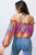 Bright Color Print Off Shoulder Top(561)