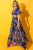Navy Floral Cutout Maxi Dress(W873)