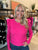 Hot Pink Puff Sleeve Sweater Top(982)