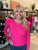 Hot Pink Puff Sleeve Sweater Top(982)