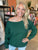 Forest Green Off Shoulder Sweatshirt(W419)