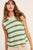 Green Stripe Light Loose Knit Sweater Tank(714)