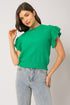 Green Ruffle Sleeve Lightweight Sweater(761)