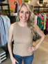 Taupe Ribbed Light Sweater Knit Tank(W885)