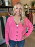 Pink Button Front Sweater Cardigan(157)