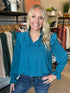 Teal Ruffle Detail Blouse(153)